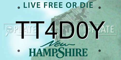 TT4D0Y New Hampshire License Plate