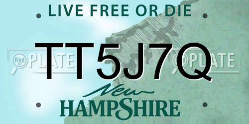TT5J7Q New Hampshire License Plate