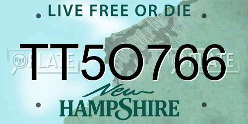 TT5O766 New Hampshire License Plate