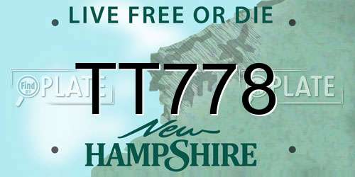 TT778 New Hampshire License Plate