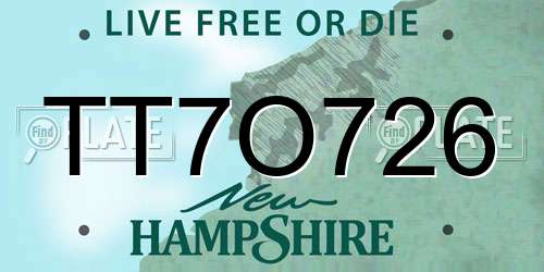 TT7O726 New Hampshire License Plate