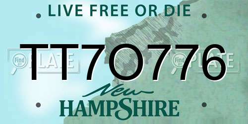 TT7O776 New Hampshire License Plate