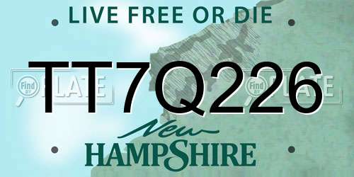 TT7Q226 New Hampshire License Plate