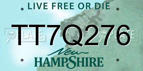 TT7Q276 New Hampshire License Plate