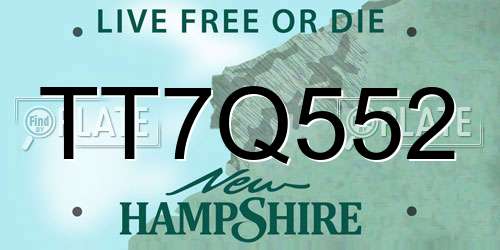 TT7Q552 New Hampshire License Plate