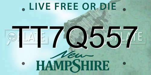 TT7Q557 New Hampshire License Plate