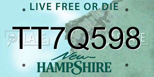 TT7Q598 New Hampshire License Plate
