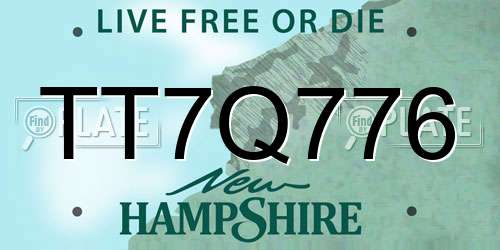 TT7Q776 New Hampshire License Plate