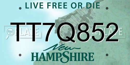 TT7Q852 New Hampshire License Plate
