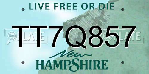 TT7Q857 New Hampshire License Plate