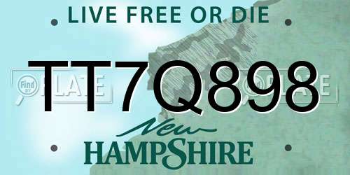 TT7Q898 New Hampshire License Plate