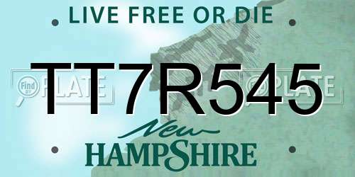 TT7R545 New Hampshire License Plate