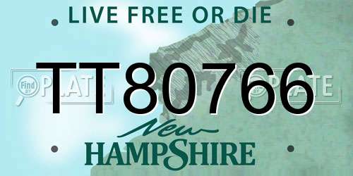 TT80766 New Hampshire License Plate