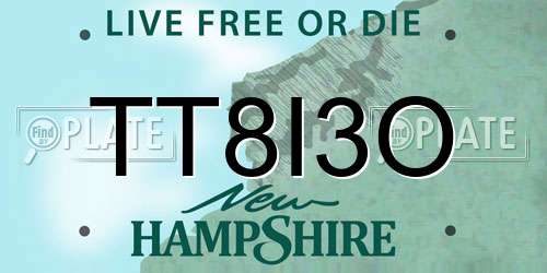 TT8I3O New Hampshire License Plate