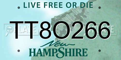 TT8O266 New Hampshire License Plate