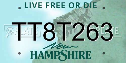 TT8T263 New Hampshire License Plate