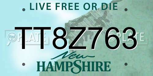 TT8Z763 New Hampshire License Plate