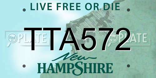 TTA572 New Hampshire License Plate