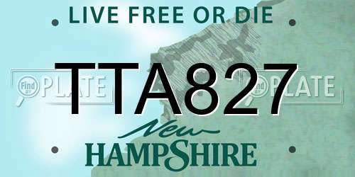 TTA827 New Hampshire License Plate