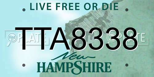TTA8338 New Hampshire License Plate
