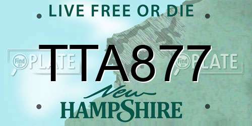 TTA877 New Hampshire License Plate