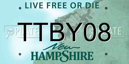 TTBY08 New Hampshire License Plate