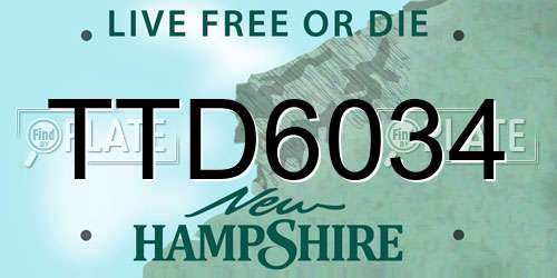 TTD6034 New Hampshire License Plate