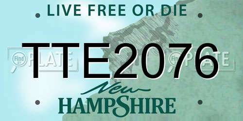 TTE2076 New Hampshire License Plate