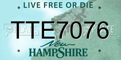 TTE7076 New Hampshire License Plate