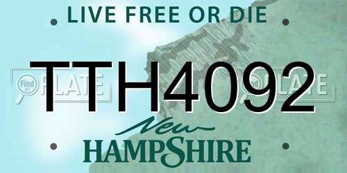 TTH4092 New Hampshire License Plate