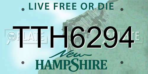 TTH6294 New Hampshire License Plate