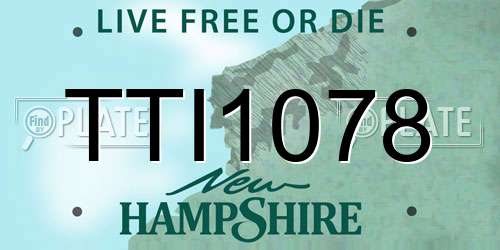 TTI1078 New Hampshire License Plate