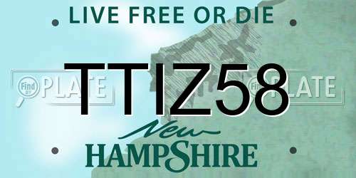 TTIZ58 New Hampshire License Plate