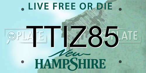 TTIZ85 New Hampshire License Plate