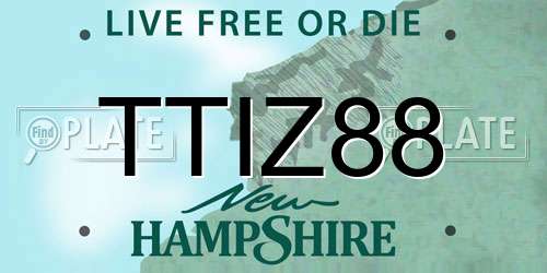 TTIZ88 New Hampshire License Plate