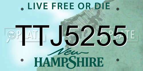 TTJ5255 New Hampshire License Plate