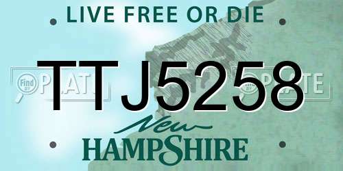 TTJ5258 New Hampshire License Plate