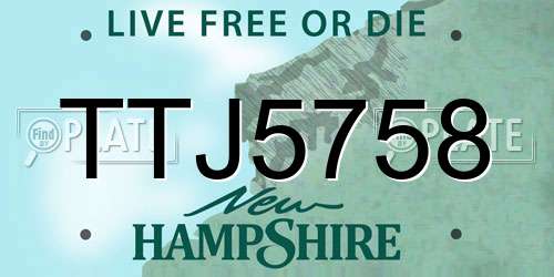 TTJ5758 New Hampshire License Plate
