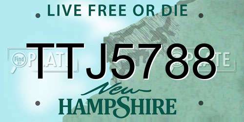 TTJ5788 New Hampshire License Plate