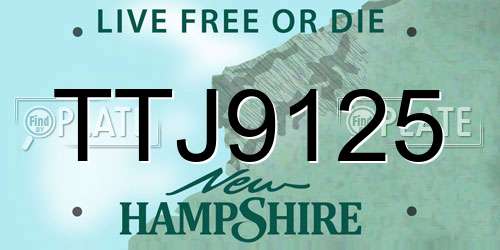 TTJ9125 New Hampshire License Plate