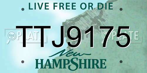 TTJ9175 New Hampshire License Plate