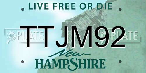 TTJM92 New Hampshire License Plate