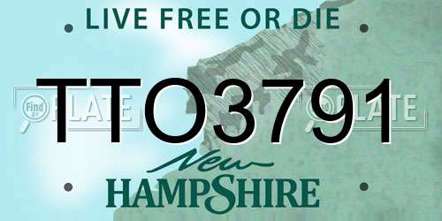 TTO3791 New Hampshire License Plate