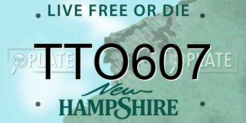 TTO607 New Hampshire License Plate