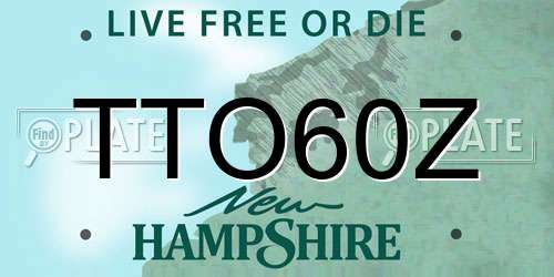 TTO60Z New Hampshire License Plate