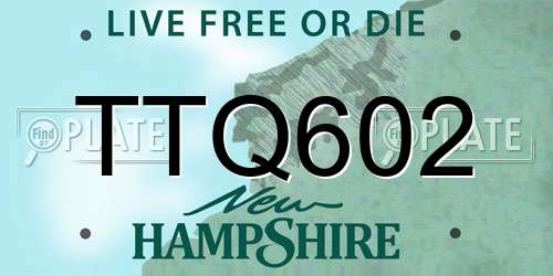 TTQ602 New Hampshire License Plate