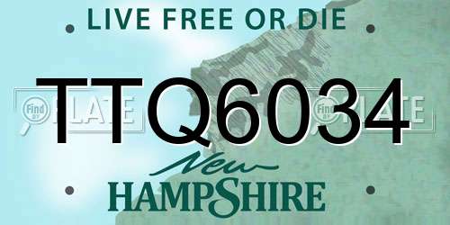 TTQ6034 New Hampshire License Plate