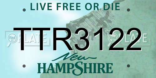 TTR3122 New Hampshire License Plate