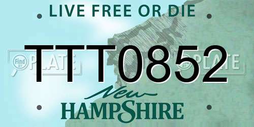 TTT0852 New Hampshire License Plate