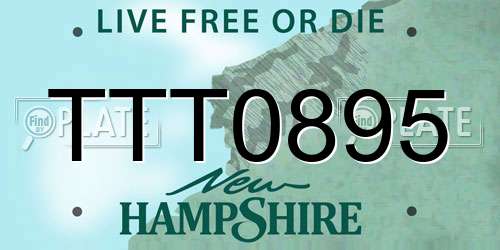 TTT0895 New Hampshire License Plate
